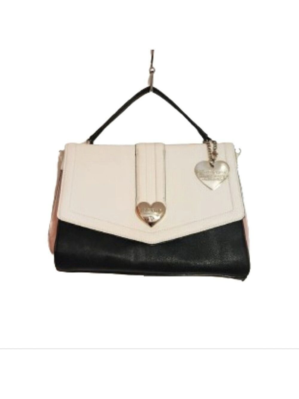 Betsey Johnson White Black Faux Leather Satchel